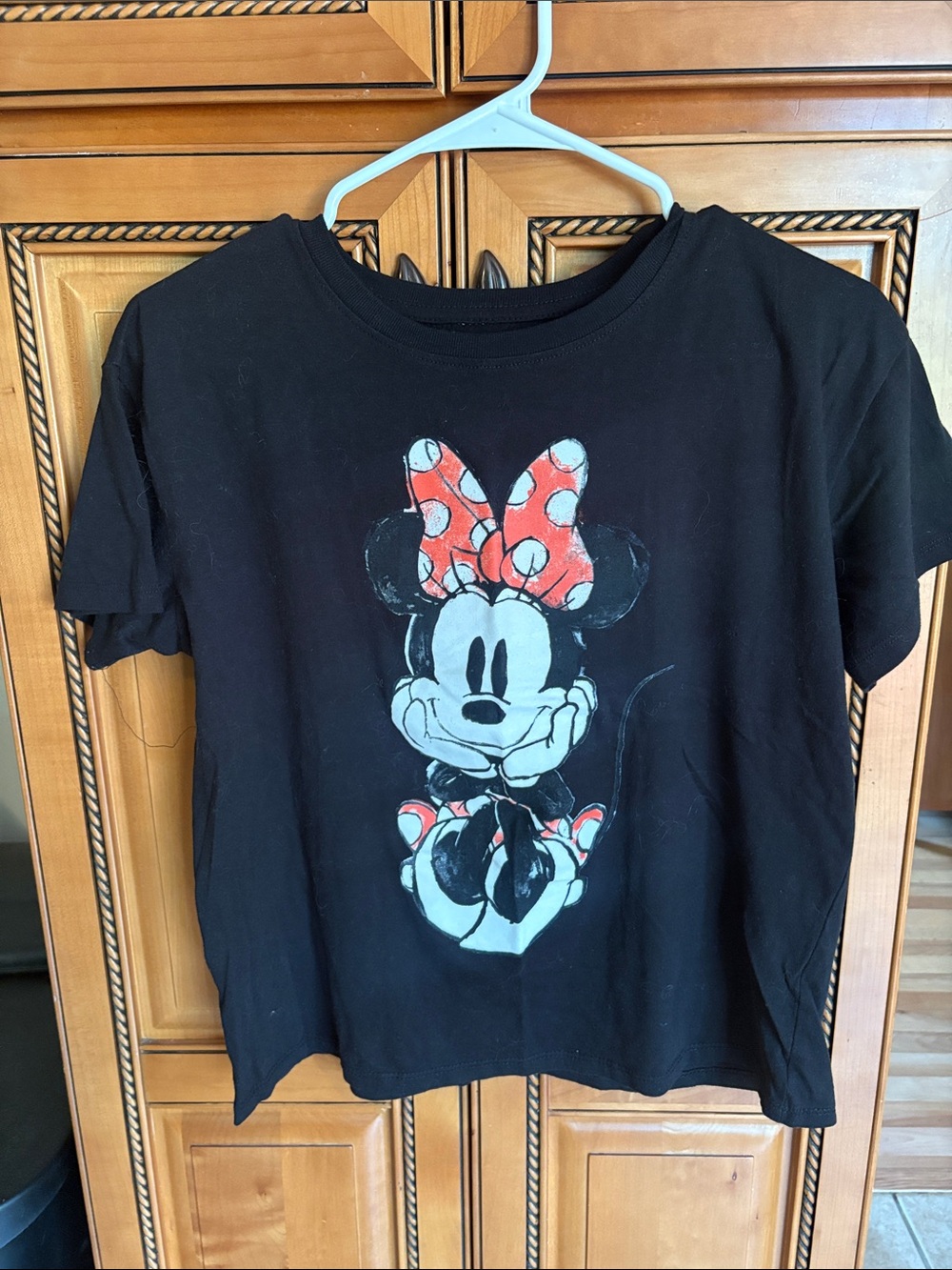 Black Minnie Mouse Graphic Tee with Red Bow